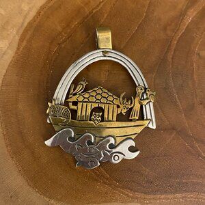 RETIRED Jeep Collins Noah's Ark Pendant, Sterling Silver & Brass
